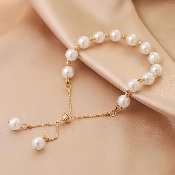 Shimmering Elegant imitation Pearl Charm Bracelet ( 1 Pc ) - Picture 6 of 8